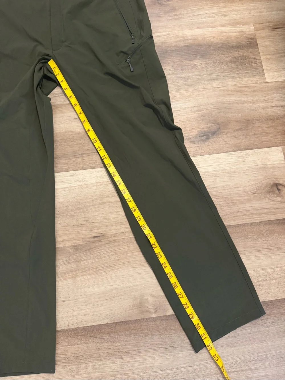 Montbell OD Pants Mens L Green Belted Stretch Hiking Outdoors 32” Inseam